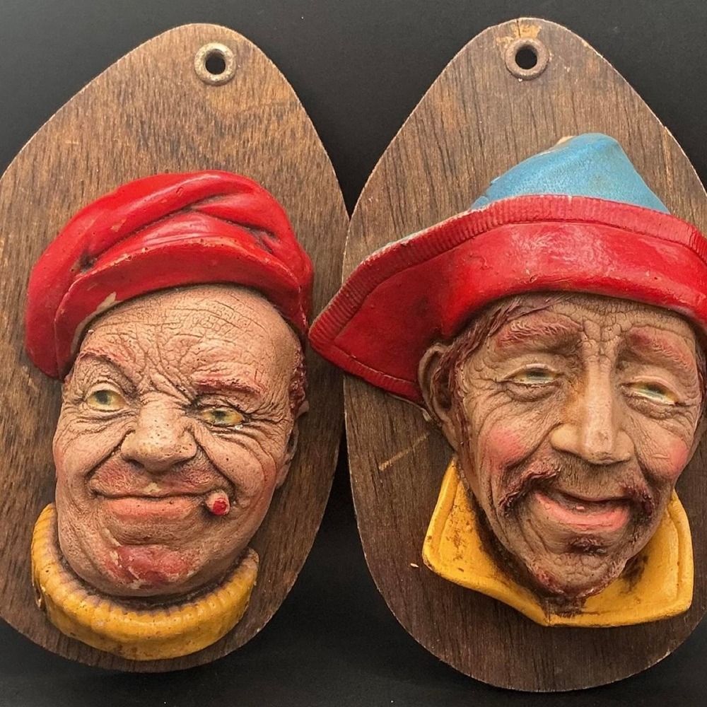 Vintage W.H. Bossons Ltd. Chalkware Wall Hanging Character Plaques